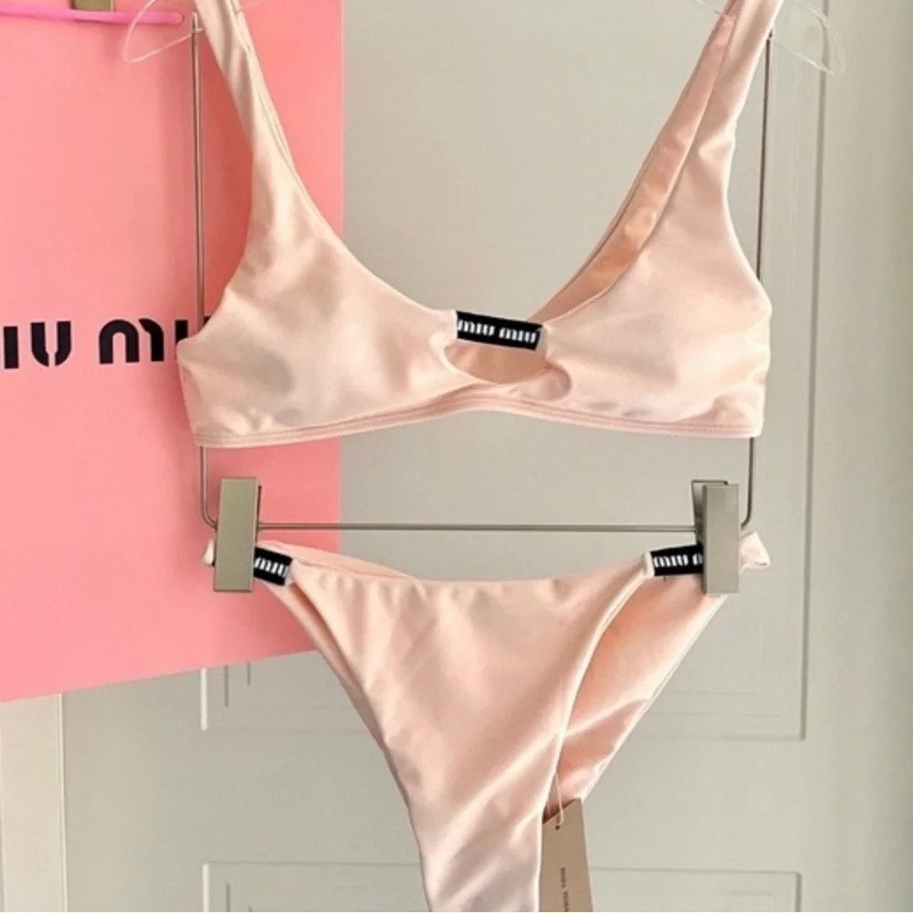 Miu Miu Pale Pink Satin Bikini Set